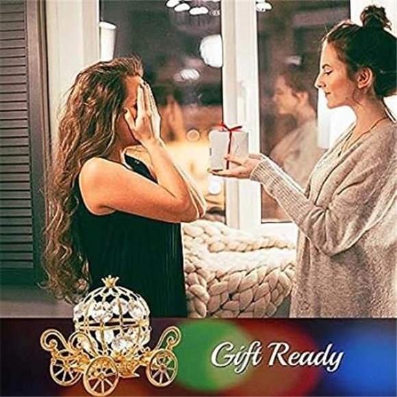 24K Gold Plated Small Cinderella Pumpkin Coach Figurine Ornament | Anniversary - Picture 4 of 7